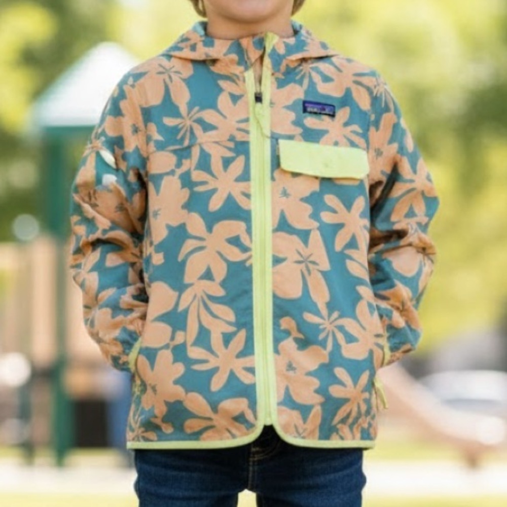Patagonia Kids Swim Rashguard - Teal and Yellow Floral